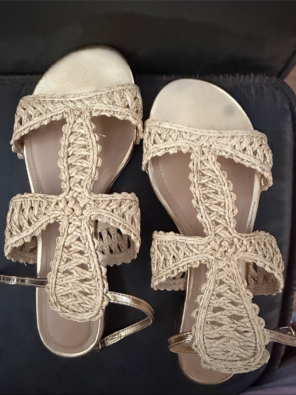 Women's Braided Strappy Sandals in Natural Beige